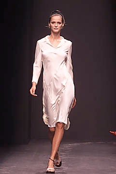white silk fitted dress