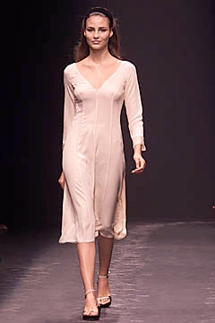 beige silk fitted dress