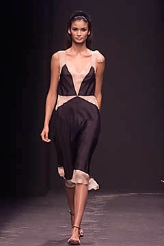 black and beige silk sleeveless dress
