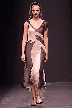 black and beige silk midi dress