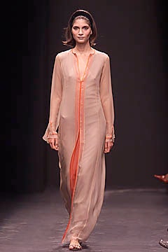 beige sheer long-sleeve dress