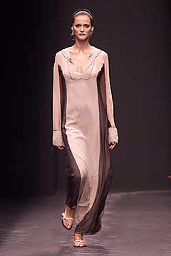 black and beige silk gown