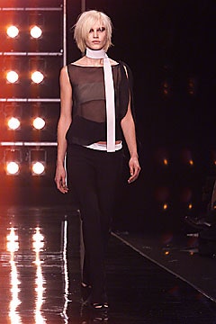 black silk sleeveless high-neck fitted layered sheer top