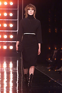 black wool long-sleeve high-neck fitted pencil midi dress