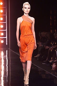fitted orange silk dress