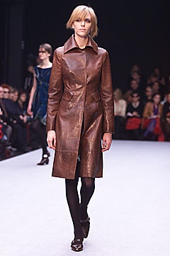 brown leather fitted coat