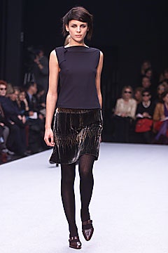 black silk top and leather skirt