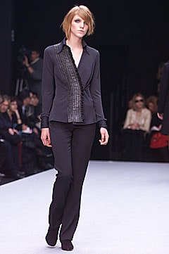 black fitted silk shirt and pants