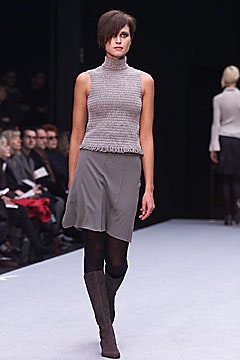 gray wool sleeveless top and skirt