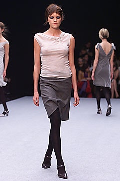 gray wool asymmetric fitted pencil skirt