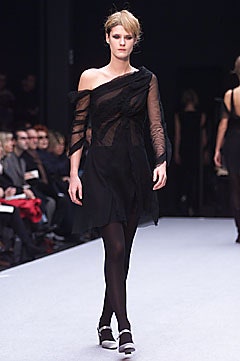 black silk off-shoulder dress