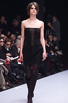 black sheer strapless mini dress with boots