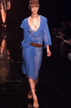 blue chiffon sleeveless v-neck relaxed draped sheer dress