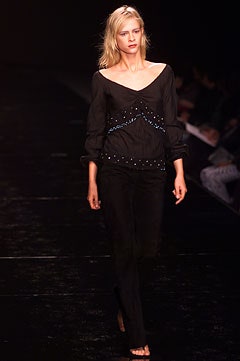 black silk long-sleeve v-neck fitted ruched beaded top