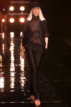 black long-sleeve high-neck fitted layered sheer top