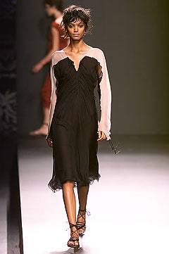 black and beige ruched midi dress