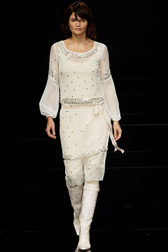 white silk beaded midi dress with boots
