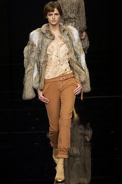 brown fur coat with beige top