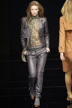 brown leather fitted jacket and pants