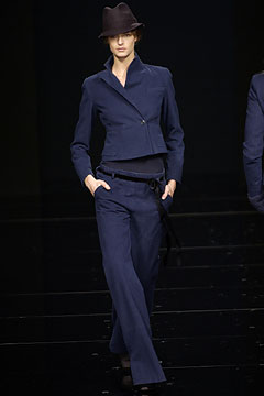 blue tailored blazer with slim pants