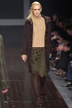 brown wool coat with beige sweater