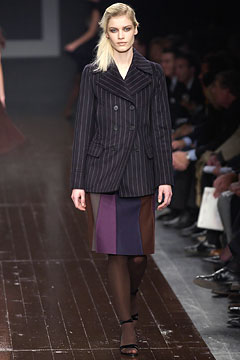 tailored black striped blazer and pencil skirt