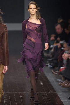 purple silk fitted dress with cardigan