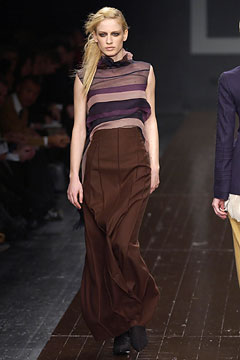 fitted layered top and relaxed maxi skirt