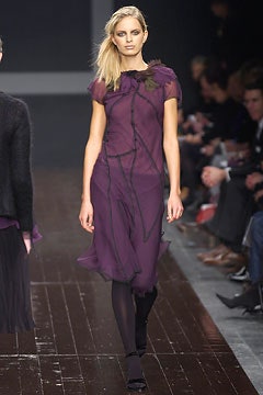 purple chiffon midi dress with black jacket