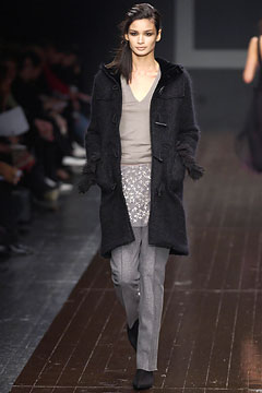 black wool coat with gray top