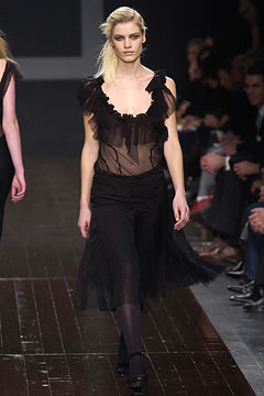 black sheer ruffled midi dress