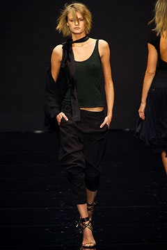 black fitted tank-top and relaxed pants