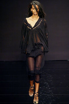 black chiffon long-sleeve v-neck relaxed draped sheer top