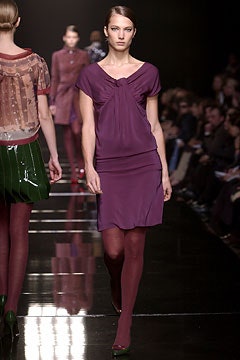fitted purple silk dress