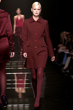fitted maroon wool dress