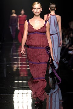 purple and red silk layered dress