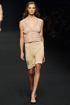 beige fitted sleeveless dress