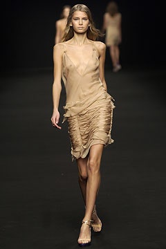 beige silk sleeveless dress