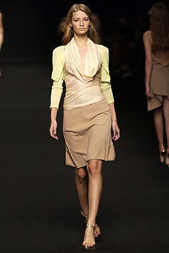 beige silk fitted dress with yellow jacket