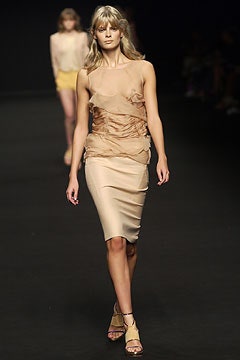 beige silk sleeveless dress