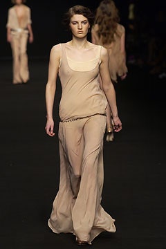beige silk flowing dress and pants