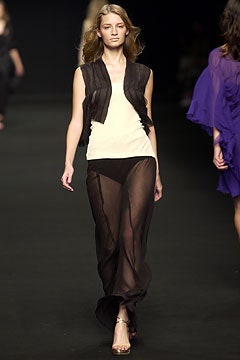 white fitted top with black sheer skirt