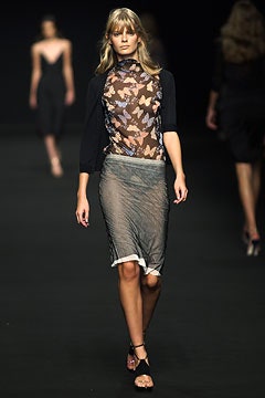 black mesh top with printed skirt