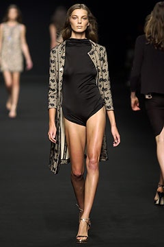 black silk mini dress with beige coat