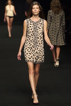 beige embroidered sleeveless dress