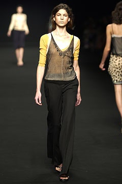 yellow black layered top with relaxed pants