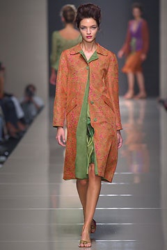 orange cotton long-sleeve collared relaxed printed coat