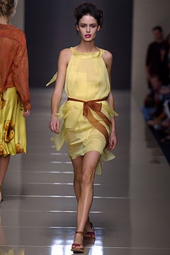 fitted yellow chiffon dress