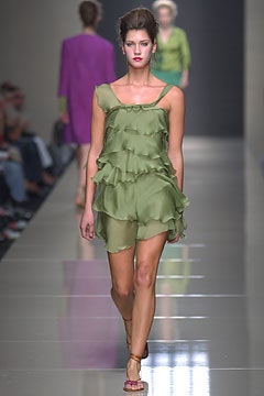 green ruffled mini dress