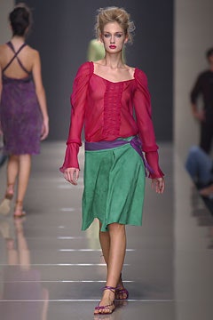 green cotton relaxed tiered skirt